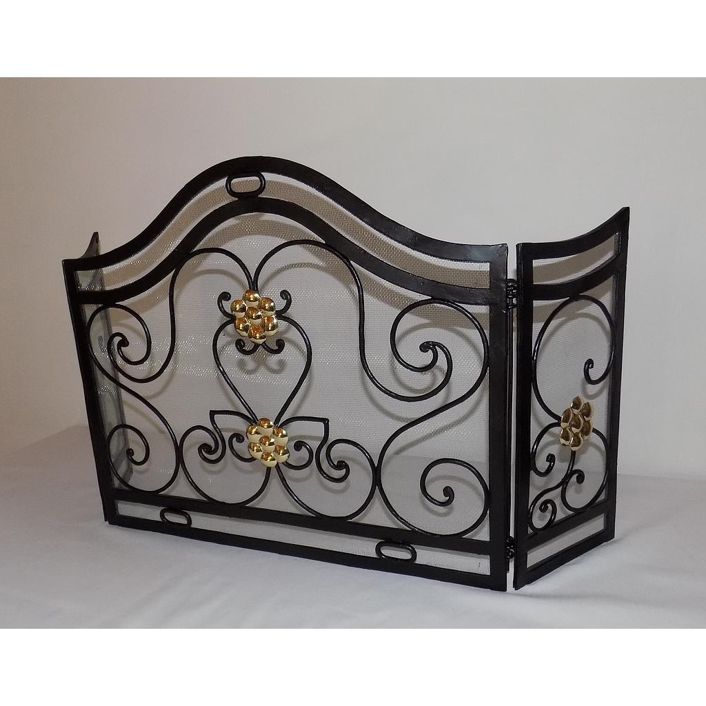 Pare feu volute et fleur en laiton GM