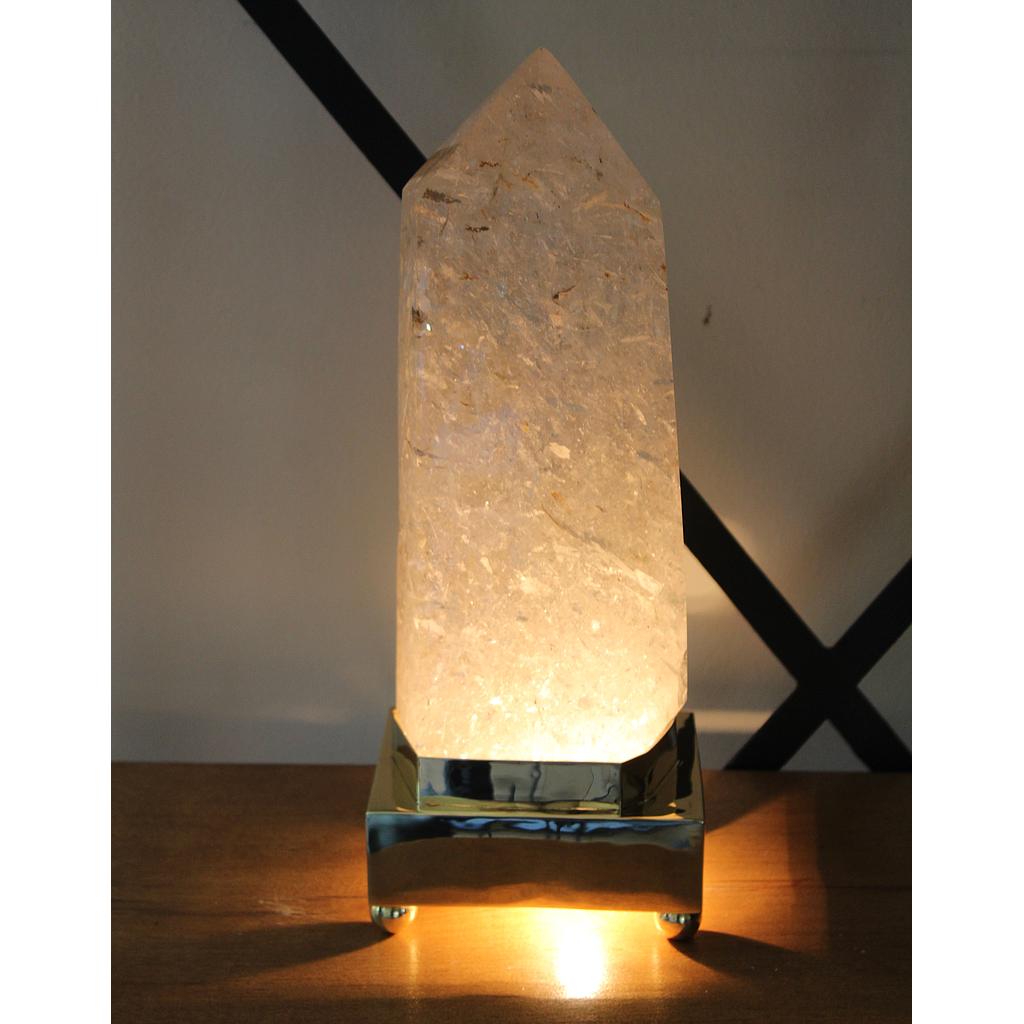 PR100 PRISME A INCLUSUIONS RUTILES - SOCLE LAITON LUMINEUX