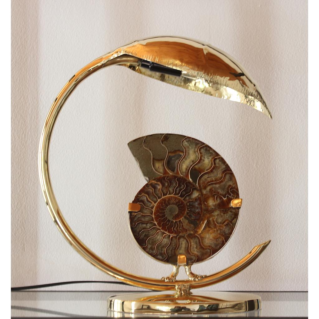 Lampe feuille Ammonite sciée PM