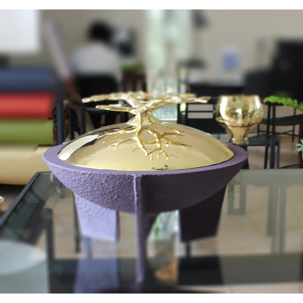 BOITE BAOBAB BASSE FER ET LAITON DIA 23 CM