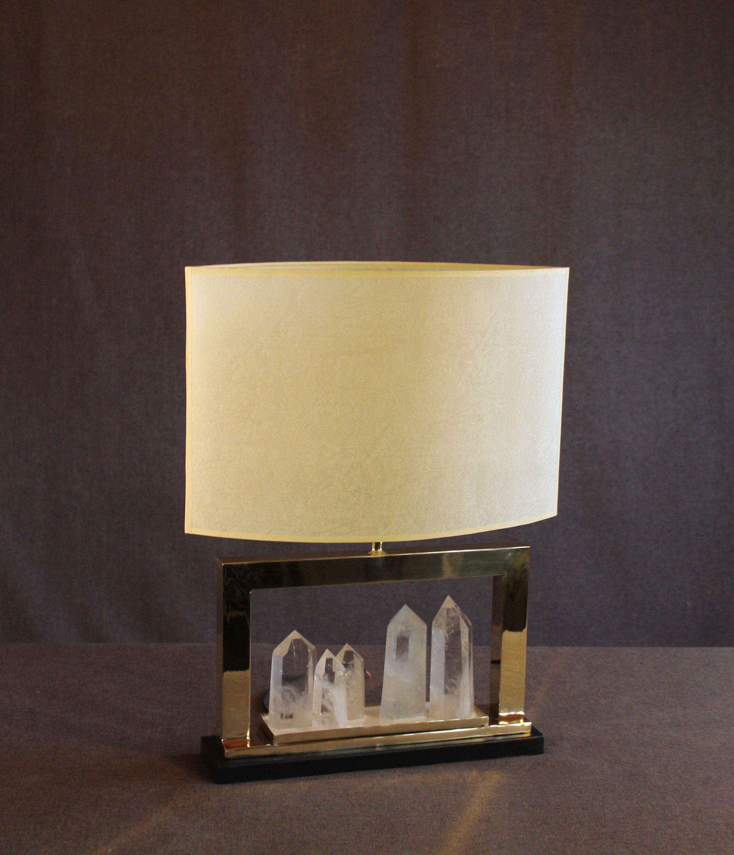 LAMPE cadre laiton/ cristal GM